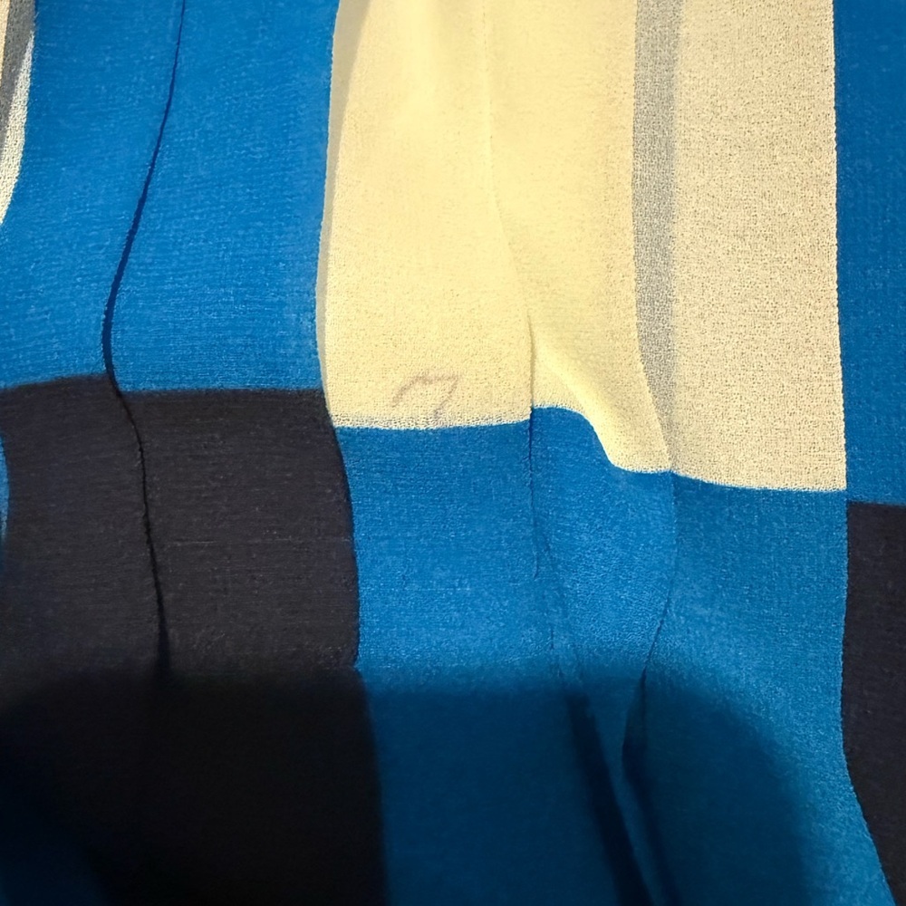 Banana Republic Geometric Print Chiffon Pleated Dress Blk/ Blue/ White sz 12 - Picture 11 of 11